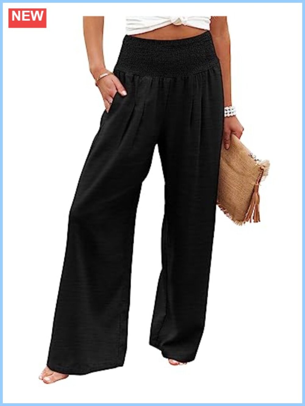 Womens High Waisted Wide Leg Palazzo Lounge Pants with Pockets